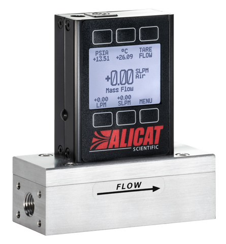 High flow Alicat Scientific mass flow meter with backlit display